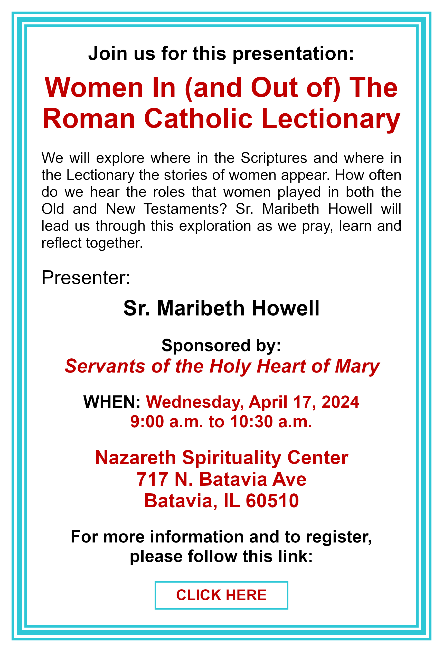 Women In (and Out of) the Roman Catholic Lectionary: Click here for more information