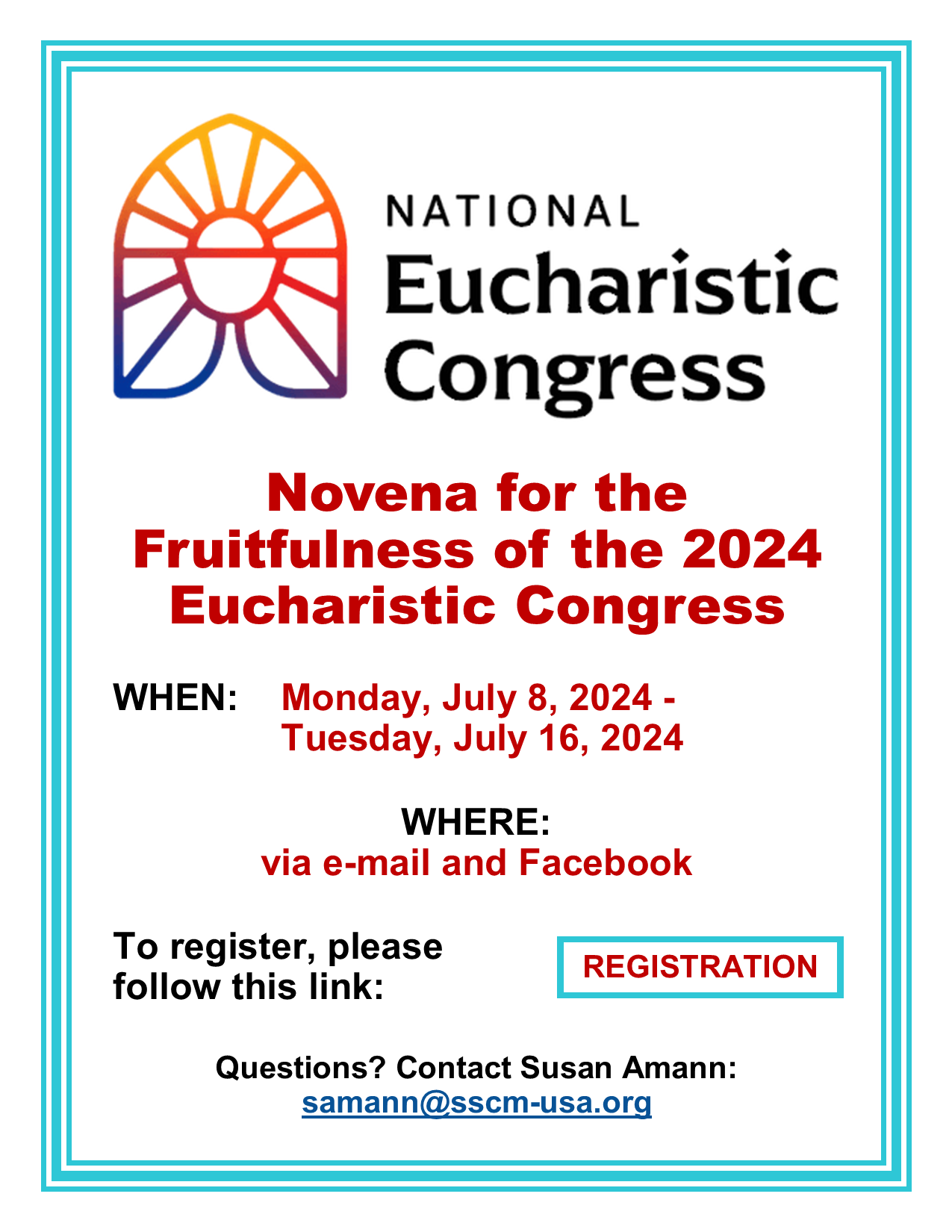 Novena for the Fruitfulness of the 2024 Eucharistic Congress: Click here to register